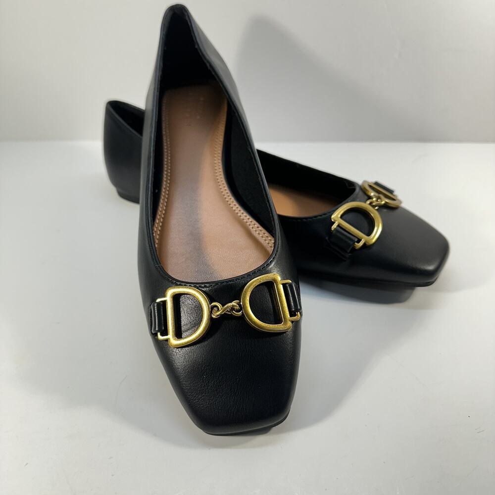 ASOS DESIGN Leighton square toe ballet flats Black 5 Fits like 6 Gold hardware